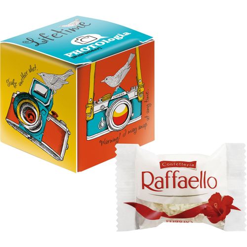 Mini Promo-Würfel mit Raffaello vonFerrero (Art.-Nr. CA332345) - Gefüllte weiße Mini-Kartonage in Würf...