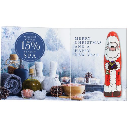 Süßes Briefchen mit Mini Schoki-Weihnachtsmännchen Standard (Art.-Nr. CA583837) - Faltkarte mit individuellem Außen- un...