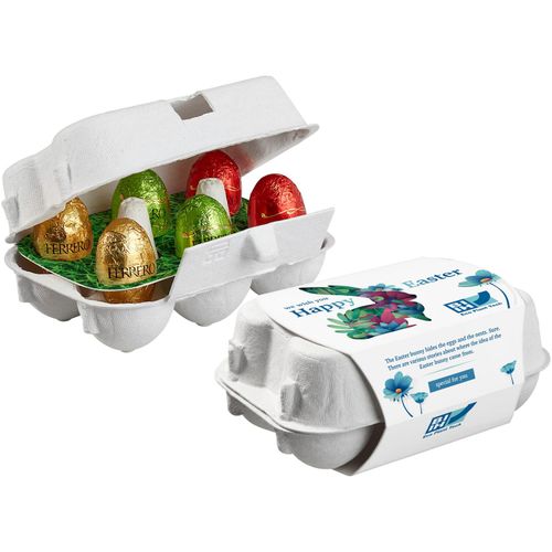 6er Ostereier-Karton mit Ferrero Küsschen Eiern (Art.-Nr. CA845289) - Ostereier-Karton mit personalisierbarem...