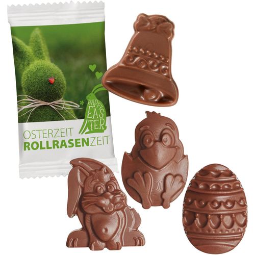 Oster Schoko-Figuren im Papier Flowpack (Art.-Nr. CA860698) - Schokoladenfiguren aus Vollmilchschokola...