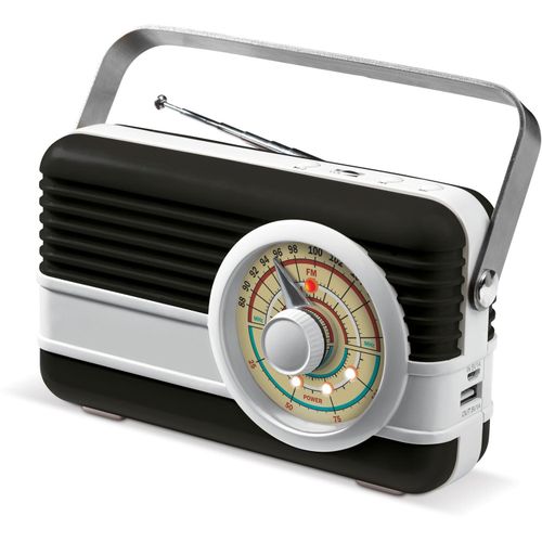 Retro Powerbank 6000mAh, Radio und Lautsprecher 3W (Art.-Nr. CA026547) - Toppoint Design UKW-Radio mit Lautsprech...