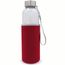 Trinkflasche aus Glas mit Neoprenhülle 500ml (transparent rot) (Art.-Nr. CA047292)