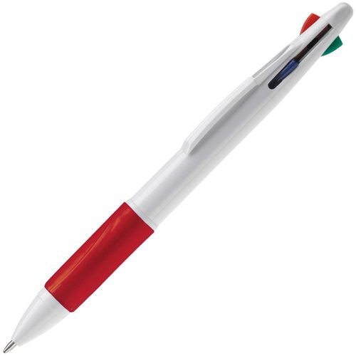 Kugelschreiber mit 4 Schreibfarben (Art.-Nr. CA112545) - Weißer, Hardcolour Kunststoffkugelschre...