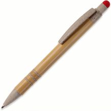 Kugelschreiber Bambus mit Touchpen und Weizenstroh Elementen (beige / rot) (Art.-Nr. CA126670)