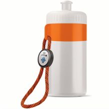 Sportflasche mit Halteschlaufe 500ml (Weiss / orange) (Art.-Nr. CA144963)