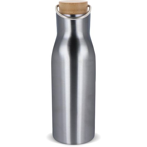 Isolier-Flasche mit Bambusdeckel, 500ml (Art.-Nr. CA168475) - Doppelwandige Vakuum-Isolierflasche mit...