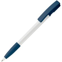 Kugelschreiber Nash Hardcolour mit Gummigriff (Weiss / Dunkelblau) (Art.-Nr. CA302794)