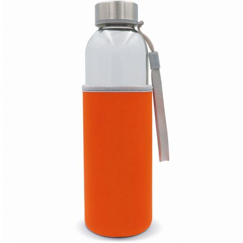Trinkflasche aus Glas mit Neoprenhülle 500ml (Art.-Nr. CA334608) - Die Glasflasche mit Neoprenhülle ha...