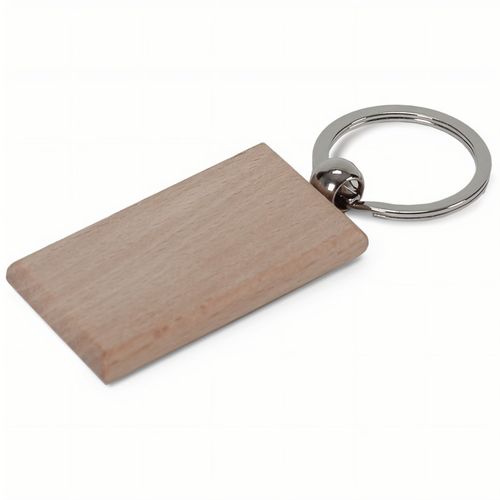 Schlüsselring Holz rechteckig (Art.-Nr. CA383042) - Schlüsselring mit Holzanhänger für ei...