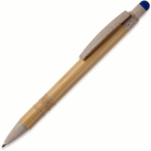 Kugelschreiber Bambus mit Touchpen und Weizenstroh Elementen (Art.-Nr. CA385312) - Bambus Kugelschreiber mit Spitze, Clip,...