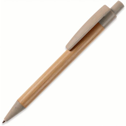 Kugelschreiber Bambus mit Weizenstroh Elementen (Art.-Nr. CA406299) - Kugelschreiber aus Bambus mit Clip,...