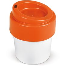 Heiß-aber-cool Kaffeebecher mit Deckel 240ml (Weiss / orange) (Art.-Nr. CA408370)