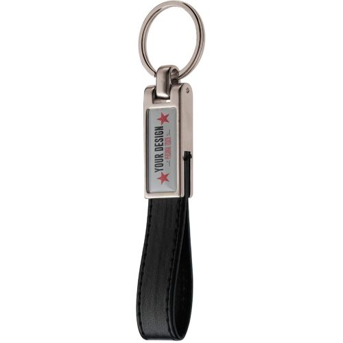 Schlüsselanhänger mit doming (Art.-Nr. CA456294) - Metallschlüsselanhänger mit Lederba...