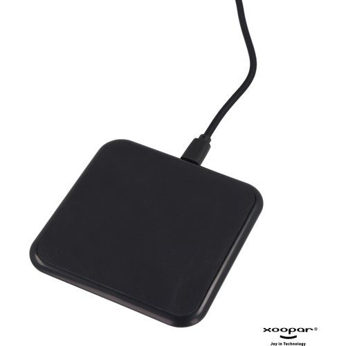 2259 | Xoopar Iné Wireless Fast Charger - Recycled Leather 15W (Art.-Nr. CA458054) - Ein kabelloses Ladegerät, das Ihr...