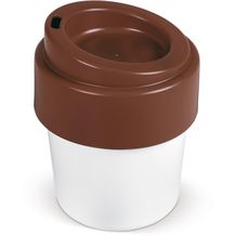 Heiß-aber-cool Kaffeebecher mit Deckel 240ml (weiß/braun) (Art.-Nr. CA510033)