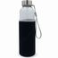 Trinkflasche aus Glas mit Neoprenhülle 500ml (transparent schwarz) (Art.-Nr. CA633134)