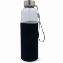 Trinkflasche aus Glas mit Neoprenhülle 500ml (transparent schwarz) (Art.-Nr. CA633134)
