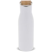 Isolier-Flasche mit Bambusdeckel, 500ml (Weiss) (Art.-Nr. CA640789)