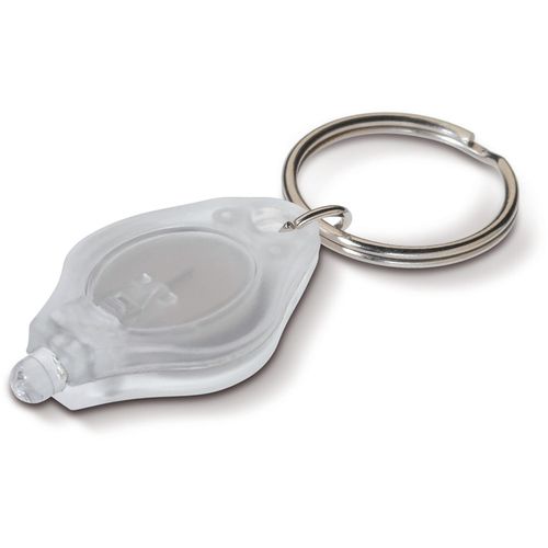 Schlüsselanhänger mit Mini-Taschenlampe (Art.-Nr. CA728818) - Kleiner Schlüsselanhänger aus Kunststo...