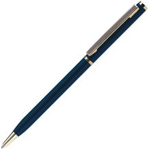 Metallkugelschreiber Slim mit Gold Applikation (blau) (Art.-Nr. CA732464)