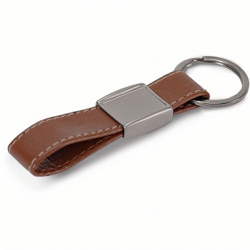 Schlüsselring Metall, echtes Leder (Art.-Nr. CA739781) - Luxuriöser Schlüsselring aus echt...
