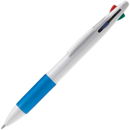 Kugelschreiber mit 4 Schreibfarben (Art.-Nr. CA743512) - Weißer, Hardcolour Kunststoffkugelschre...