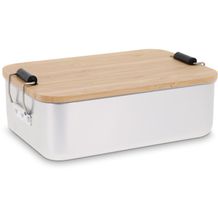 Lunchbox aus Aluminium mit Bambusdeckel (silber) (Art.-Nr. CA787189)