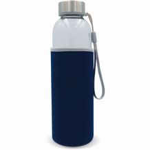 Trinkflasche aus Glas mit Neoprenhülle 500ml (transparent dunkelblau) (Art.-Nr. CA818089)