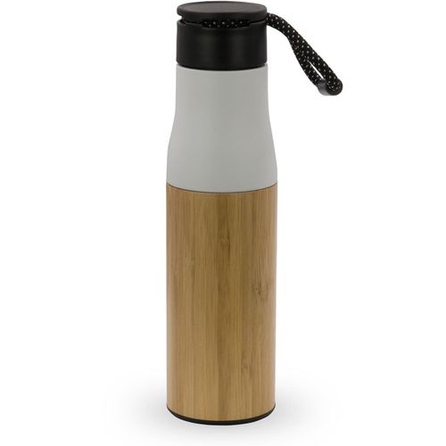Isolierflasche Bambus mit Trageschlaufe 500ml (Art.-Nr. CA846304) - Doppelwandige Isolierflasche mit einer...