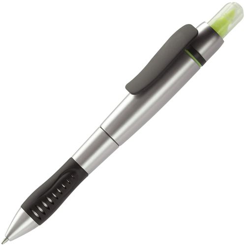 Kugelschreiber mit Textmarker (Art.-Nr. CA846736) - 2 in 1: Blauschreibender Kugelschreiber...