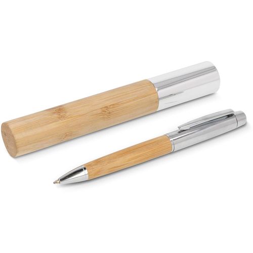 Metallkugelschreiber Bambus im Köcher (Art.-Nr. CA879465) - Wir stellen unseren Bambus-Kugelschreibe...