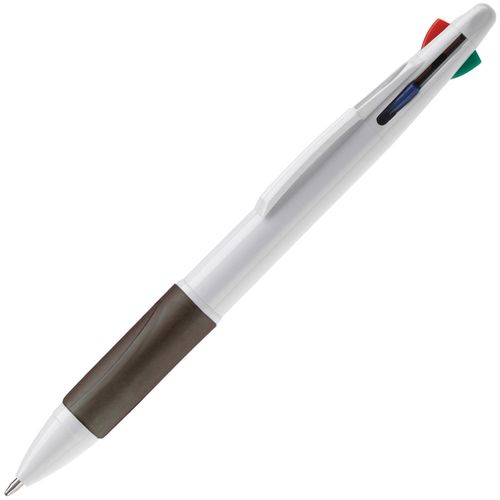 Kugelschreiber mit 4 Schreibfarben (Art.-Nr. CA883263) - Weißer, Hardcolour Kunststoffkugelschre...