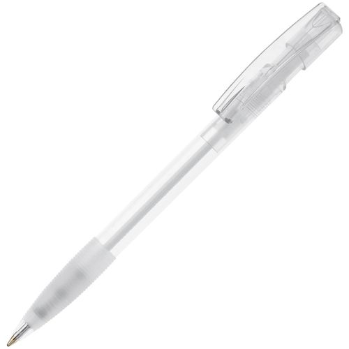 Kugelschreiber Nash Transparent mit Gummigriff (Art.-Nr. CA897307) - Kugelschreiber mit transparentem Schaft,...