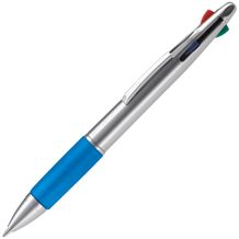 Kugelschreiber mit 4 Schreibfarben (silber / blau) (Art.-Nr. CA912809)