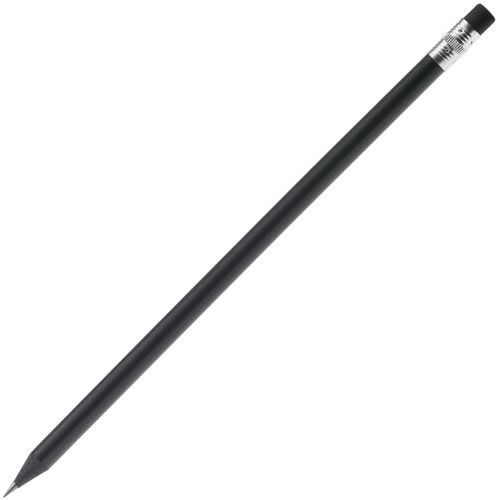 Bleistift mit Radiergummi (Art.-Nr. CA914611) - Schwarzer, runder Bleistift mit Radiergu...