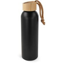 Wasserflasche mit Bambusdeckel 600ml (Schwarz) (Art.-Nr. CA955800)