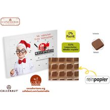 Tisch Adventskalender aus Reinpapier individuell bedruckt, Callebaut Vollmilch Schokolade Kalender, ca. 48 g (Art.-Nr. CA312029)
