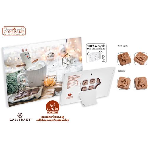 Tisch Adventskalender individuell bedruckt, Callebaut Vollmilch Schokolade Kalender, ca. 60 g (Art.-Nr. CA671349) - Süße Vorfreude: der Klassiker mit belg...