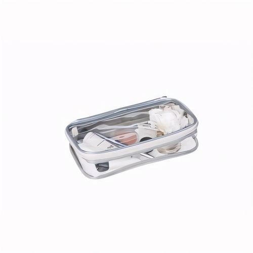 BEAUTY-BAG CLEARLY silber (Art.-Nr. CA865073) - Transparent mit silberner Paspelierung....