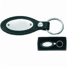 Metmaxx® Schlüsselanhänger "OvalImage" silber/schwarz (schwarz / silber) (Art.-Nr. CA242849)