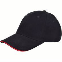 Brushed Twill Cap (schwarz / Rot) (Art.-Nr. CA594168)