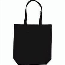 Bauwolltasche mit langen Henkeln und Bodenfalte -  GOTS (Schwarz) (Art.-Nr. CA686698)