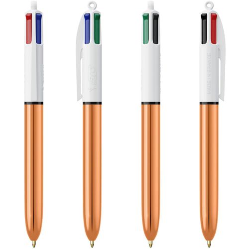 BIC® 4 Colours Shine Kugelschreiber + Lanyard Siebdruck (Art.-Nr. CA123938) - Der ikonische BIC®4 Colours in glänzen...