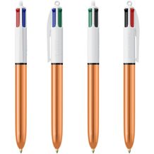 BIC® 4 Colours Shine Kugelschreiber + Lanyard Siebdruck (Weiß/Roségold) (Art.-Nr. CA123938)
