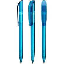 BIC® Super Clip Kugelschreiber Siebdruck (transparentes blau / blaue Tinte) (Art.-Nr. CA164292)