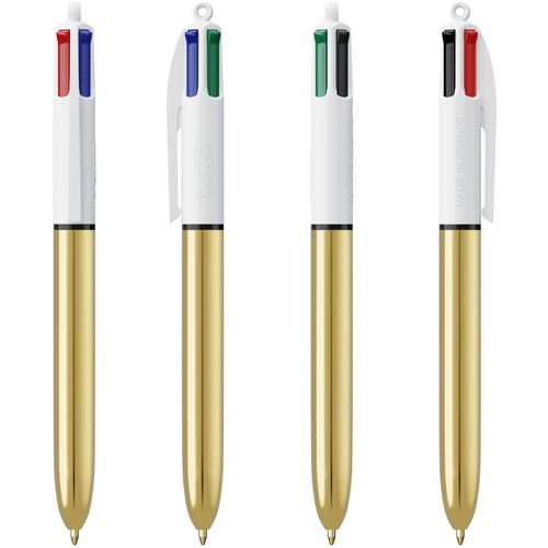 BIC® 4 Colours Shine Kugelschreiber + Lanyard Siebdruck (Art.-Nr. CA301331) - Der ikonische BIC®4 Colours in glänzen...