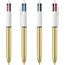 BIC® 4 Colours Shine Kugelschreiber + Lanyard Siebdruck (weiß/gold) (Art.-Nr. CA301331)
