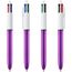 BIC® 4 Colours Shine Kugelschreiber + Lanyard Siebdruck (Weiß/Lilametallic) (Art.-Nr. CA366381)