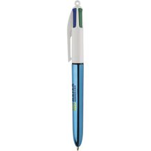 BIC® 4 Colours Shine Kugelschreiber Lasergravur (weiß / blaumetallic) (Art.-Nr. CA392278)