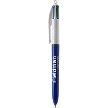 BIC® 4 Colours Kugelschreiber + Lanyard Siebdruck (weiß / Marineblau) (Art.-Nr. CA543461)
